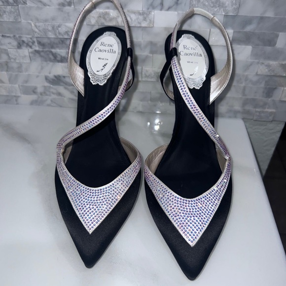 Rene Caovilla Shoes - Rene Caovilla Black & White Slingback size 37 7B